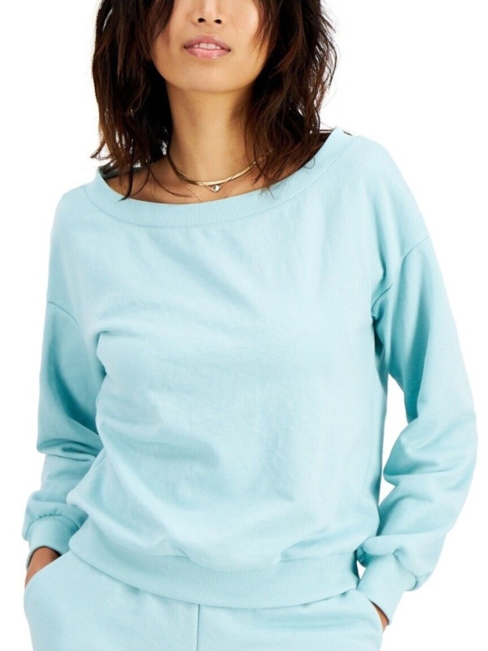INC International Concepts Wide Neck Off-the-Shoulder Pullover Sweatshirt L